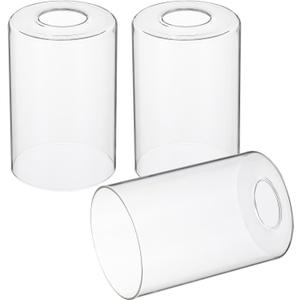 6 x 4 Inch Clear Glass Shades Replacement, 3pcs Handmade Glass Lamp Shade Cylinder Lampshade Light Fixture with 1.65" Fitter for Chandelier Pendant Wall Sconces