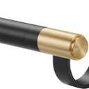 Curtain Rods for 28-68 Windows, Splicing Construction, 1 Adjustable Drapery Rod with Aluminum Alloy Brackets and Finials for Window, Sliding Door, Patio, Living Room Decoration, Matte Black&Gold