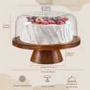 HBlife Cake Stand with Lid (11.4"), Multifunctional Cake Stand with Acrylic Dome, Acacia Wood 6-in-1 Cake Plate Display Stand with Cover for Baking Gifts, Birthday Kitchen Parties, Weddings
