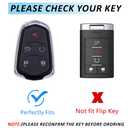 Heavy Key Fob Cover for Cadillac, Keychain, Metal Silicone Key Fob Case Compatible with Cadillac ATS ATS-v CTS CT6 XTS XT5 XT4 XT6 SRX 2014 2015 2016 2017 2018 2019 2020 2021 (Black, R Buckle)
