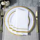 FOCUSLINE 200 Linen Feel Disposable Bathroom Napkins, Soft and Absorbent Paper Guest Towels, Cloth-Like Hand Towels Decorative Paper Napkins for Parties, Weddings, Dinners or Events, Gold, 12" x 17"