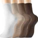 BISOUSOX Pilates Socks with Grips for Women, Anti Slip Grippy Yoga Barre Socks, Full Sole Sticky Reformer Workout Sock Medium