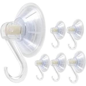 1st Choice 6 Pack Clear Plastic Suction Cup Hooks, Ultra Heavy Duty, Strong Power Lock, Vacuum Traceless, Smooth Waterproof Oil-Proof Wall Shower Kitchen Window Bathroom Holder