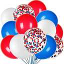 JOYYPOP 80Pcs Red White and Blue Latex Balloons with Confetti Balloons for 4th of July Decorations Independence Day Patriotic Anniversary Multicolor