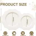 COLOSUS 60pcs Ivory Plastic Plates -Elegant Plastic Plates,Heavy Duty Cream Disposable Plates for Party Include 30 pcs Dinner Plate and 30 pcs Dessert Plate for Wedding/birthday/baby shower