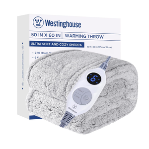 Westinghouse Electric Blanket Throw Size, Soft Plush Sherpa Heated Blanket with 6 Heating Levels & 210 Hours AutoOff, Machine Washable, 50x60 inches, Charcoal