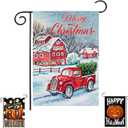 Doncida Christmas Garden Flag 12x18 inch Double Sided Burlap Pumpkin Welcome Fall Holiday Small Yard Flag for Outside Decoration