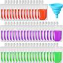 Patelai 150 Pieces Plastic Liquid Pouch Reusable Juice Pouches Travel Water Leak Proof Bags Bulk with Collapsible Silicone Funnel for Travel Outdoor (3 oz)