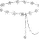 AWAYTR Waist Chains Belts for Women - Rhinestone Gold Silver Chain Belts for Dresses