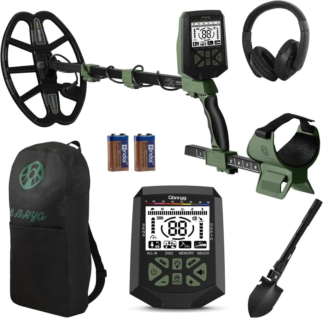 Metal Detector for Adults,12" IP68 Waterproof Search Coil with High Accuracy System,Advanced DSP Chip Technology,5 Modes with LCD Backlit Display for Beach Hunting&Jewelry Finding (Green)