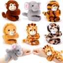 Gemscream 4 Pcs Stuffed Animal Slap Bracelets for Kids, 8 Inch Small Classroom Prizes Toy, Animal Wrist Cute Snap Bracelets Birthday Gifts for Boys and Girls Pet Adoption Party Favors(Wild Animals)