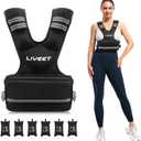 Liveet Adjustable Weighted Vest for Women Men, 11-20lb Weight Vest with 6 Ironsand Bags, Running Vest with Reflective Strips Adjustable Buckle Straps for Walking Strength Training