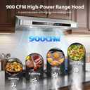 Tieasy 30" Under Cabinet Range Hood, 900 CFM, Dual Motor, Memory Function