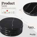 Koville Marble Coaster Set of 4, Round Coasters, 4" Stone Coaster for Drinks Coffee, White Marble Coasters for Coffee Table Home Bar Decor, Heat Resistant, Gift Choice(Black)