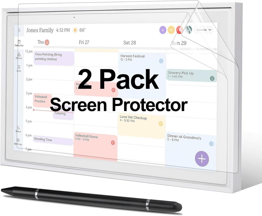 Screen Protector & Stylus Pen Compatible With 15 inch Digital Calendar, Must Have Accessory Kit for Electronic Calendar 15 inch, 2 Pack Screen Protector & 3-in-1 Stylus Pen for Digital Calendar