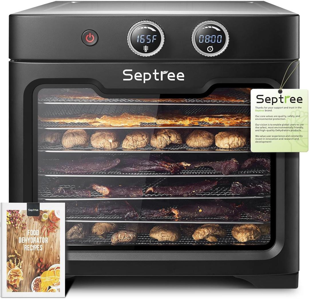 Commercial Large 8 Trays food dehydrator machine, 8 Stainless Steel Trays Hold 10lb Raw Meats with 8.8ft Drying Space,24H Timer,190F Temperature Control, for Herbs, Meat, Fruit, Dog Treats (8-Trays Dehydrator)