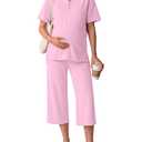 JoyMotion 2 Piece Maternity Outfit for Women, Light Pink, X-Large
