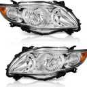WEELMOTO Headlights for 2009-2010 Toyota Corolla, Headlamp Replacement compatible with 09 10 Toyota Corolla Chrome Housing Clear Lens Amber Reflector