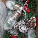 6.56 FT Christmas Pine Garland with Lights 10 Tree Snow Bulbs Pine Christmas Tree String Lights Battery Powered with Timer Indoor Christmas Decoration for Home Bedroom Wedding Party Vintage Xmas Decor