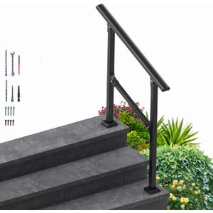 3 Steps Handrail for Outdoor Steps, Premium Aluminum Alloy Railing Set, Porch Railing Kit,Free Installation Kits Included, Used Under Harsh Weather Conditions,Rust Free, for 2-3 Steps