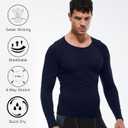 Men's Compression Shirts Long Sleeve Athletic Workout T-Shirt Running Cool Dry Tops Active Base Layer Undershirts (Blue)