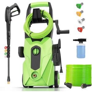 Electric Pressure Washer 5000 PSI 4.0 GPM Power Washers Electric Powered with 33ft Hose Reel, 4 Nozzle and Foam Cannon, Powerwashers Cleaner Machine for Home, Cars, Patio, Green