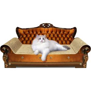 Luxury Cardboard Cat Scratcher Sofa Bed, Couch Shaped Scratching Board, Scratch Lounge with Catnip, Cat Scratcher for Indoor Cats Large Brown