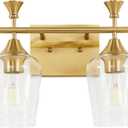 Bathroom Light Fixtures (2-Light, 14 Inch), Brushed Gold Vanity Lights for Bathroom with Clear Wine Glass Glass Shade, Modern Vanity Wall Lights for Mirror Bedroom Living Room Kitchen Hallway Porch