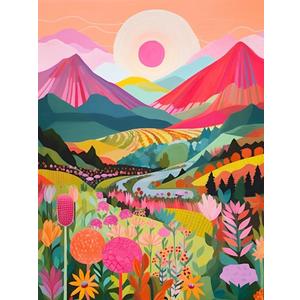 ColourMost`s Original Paint by Numbers Kit –Colorful Mountains #02 - 'Ebullience' (16"x20"/40x50cm) Ideal for Beginners & Advanced, Perfect for Relaxation, Home Décor & Holiday Gifts (Unframed Canvas), 40cm x 50cm