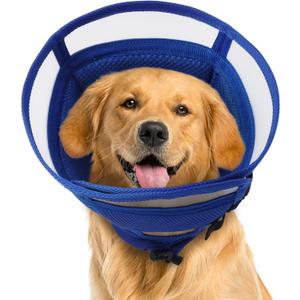 Soft Dog Cone for Dogs After Surgery,Foldable Dog's Cone Collar,Adjustable E Collar Alternative to Stop Licking,Pet Cones for Dog,Doggy Surgery Collar,Dogs Recovery Collars & Cones,Blue,L (L(Neck Girth:13.4"-17.3"))