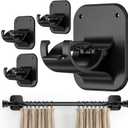 4Pack No Drill Curtain Rod Bracket, Bracket Hang Curtain Rod Holders Single Hook Right Into Window Frame Decor