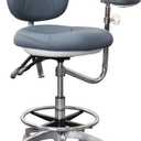 Medical Dental Assistant Chair with Rotatable Armrest Rolling Medical Chair Ergonomic Swivel Seating Back Support Dentist Stool for Clinics, Dental Offices, Labs-Gray (Blue)