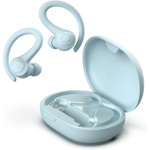 JLab Go Air Sport+ Wireless Workout Earbuds Featuring C3 Clear Calling, Secure Earhook Sport Design, 35+ Hour Bluetooth Playtime, and 3 EQ Sound Settings (Light Blue)
