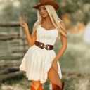 Womens Western Wide Waist Belt for Dress Vintage Stretchy Elastic Belt with Chunky Gold Buckle