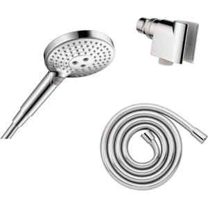hansgrohe Raindance Select S Adjustable 5-inch Handheld Shower Head Set Modern 3 Spray PowderRain, Full and Massage Easy Install with Hose in Chrome, 2.5 GPM, 04913000