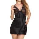 Famstar Lingerie for Women Babydoll Chemise Sexy Lingerie Sets Nightgown Dress Sleepwear Teddy Outfits for Women Black