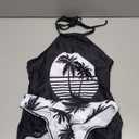 Womens Two-Piece Tankini Set Cow Skull with Leopard Print Sets Swimwear Tankini Top Sets Swimwear  (Medium, Black)