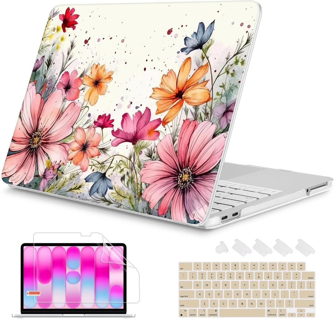 Mektron Case for 2026 MacBook Neo 13-inch A18 Pro chip A3404 Laptop Cover with 13-inch (Diagonal) Liquid Retina Display+ Keyboard Cover+ Screen Protector, Colorful Floral