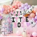 Pink Halloween Little Boo Balloon Little Boo Banner Ghost Balloons for Baby Shower Birthday Party Halloween Party Decoration