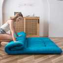 MAXYOYO Japanese Floor Mattress Futon Mattress, Thicken Tatami Mat Sleeping Pad Foldable Roll Up Mattress Boys Girls Dormitory Mattress Pad Kids Floor Lounger Couches and Sofas, Turquoise, Queen