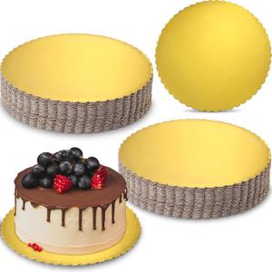 Nuenen 50 Pack 10 inch Gold Cake Boards Cardboard Cake Rounds Circle Rounds Cake Boards Scallop Edge Cakeboard Disposable Base Grease Proof Cardboard suitable for Wedding Birthday Decorating