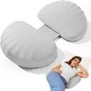 Pregnancy Pillow for Sleeping Memory Foam Pillow for Side Sleeper, Maternity Pillow Support for Back, Belly, HIPS for Pregnant Women, Portable and Adjustable Travel Wedge Pillow (CoolingSilk Grey)