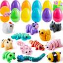 JOYIN 12Pcs Prefilled Easter Eggs with 3D Mini Animals, Magic Toy, Easter Basket Stuffers for Boys & Girls, Easter Theme Party Favors, Easter Egg Hunt, Classroom Prize Supplies(Age 8+)