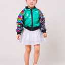 Girls Flip Sequin Jackets Kids Rainbow Sparkle Outwear Toddler Boys Glitter Sleeve Shiny Metallic Coat Birthday (Green, XXXL)