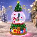 Musical Snow Globe Christmas Tree Lantern Lighted Santa's and Snowman, Christmas Snow Water Lantern Glittering Home Decoration and Gift, Battery & USB Powered