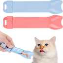 Yummy Sam 2pcs Cat Strip Feeders, Kitten Strip Squeeze Spoon for Wet Food and Liquid Snack, Cat Lickable Puree Treat Food Dispenser Pet Food Mixing Spoon Feeding Scoop for Puppies Small Pets (Blue Pink)