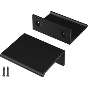 Peaha 10 Pack Kitchen Cabinet Handles 1-5/16 inch Black Pulls for Dresser Drawers Door Edge Finger Pull Aluminum Alloy Hardware