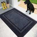 PURRUGS Dirt Trapping Door Mat 24" x 36", Non-Slip/Skid Machine Washable Entryway Rug, Shoes Scraper, Area Rug, Super Absorbent Welcome Mat for Muddy Wet Shoes and Paws, Bluish Grey & Charcoal