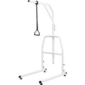 Trapeze Bar for Bed Mobility, Heavy Duty Pull Up Assist Bar with Floor Stand, 5Ft-7Ft Height Adjustable Trapeze Bar, Medical Patient Mover for Care Facilities, White (Fixed Feet)