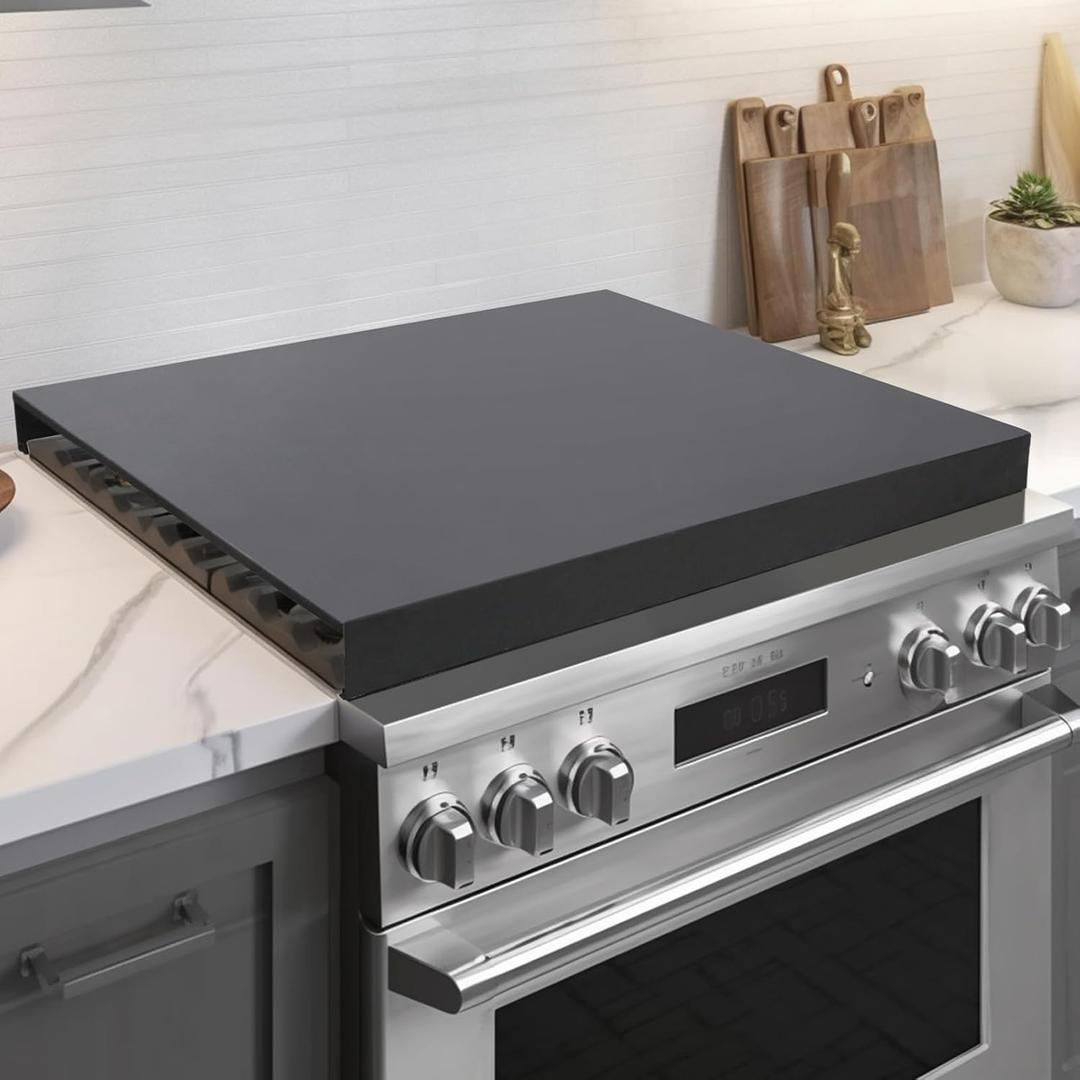 Stove Cover - Stainless Steel Stove Top Cover Board, Heat Resistant Gas Stove Cover, Black Stove Top Covers for Counter Space, Sink, RV and Electric/Gas Stove Tops (30"L x 22" W x 2.5''H)